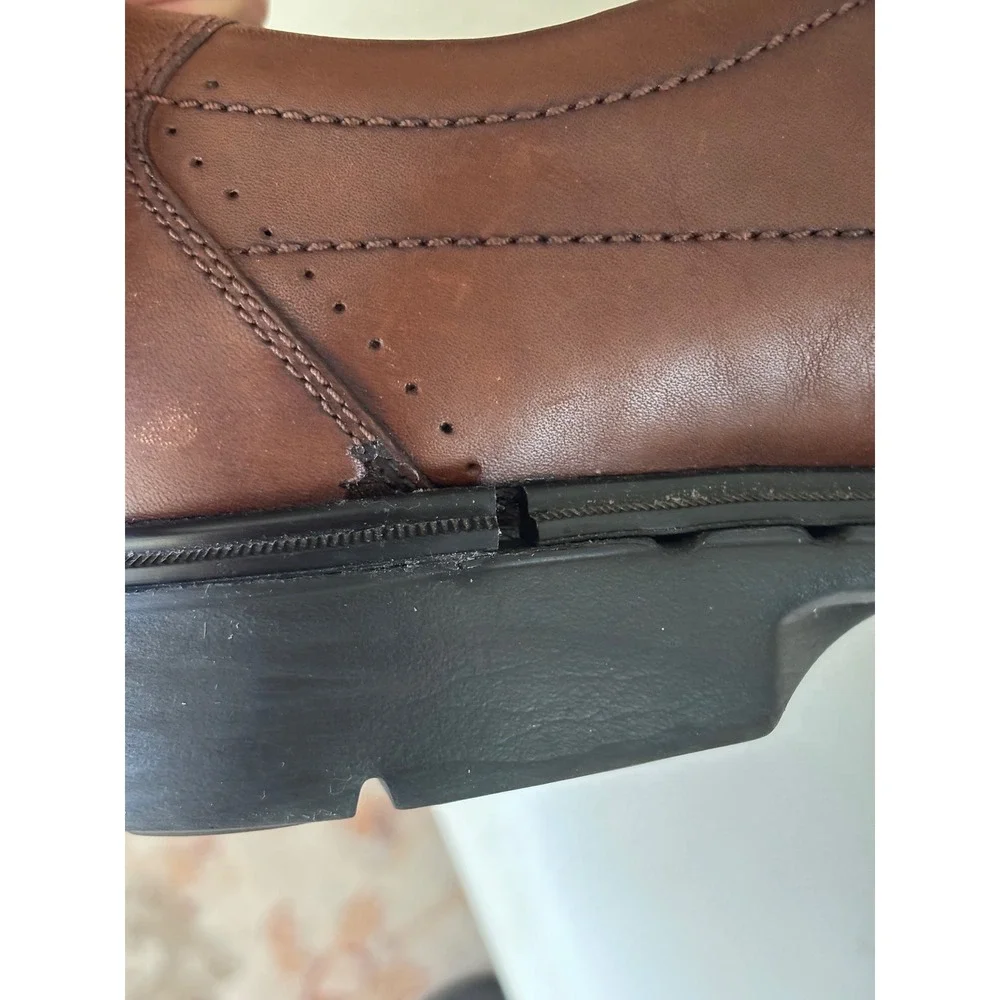 Clarks Unstructured 1825 Brown Leather Slip On Loafers Mens 9.5 XW 26087743